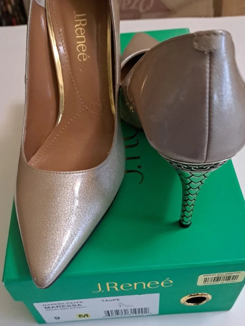 Women's Metallic Taupe Pointed-Toe Pumps
